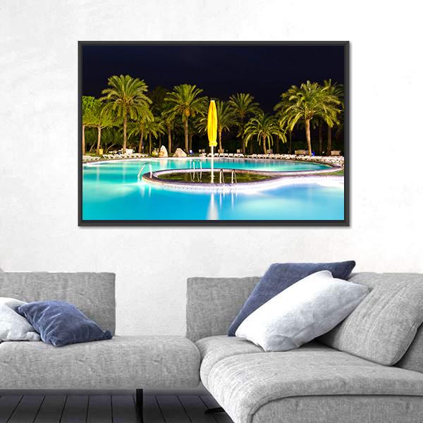 Tropical Swimming Pool Canvas Wall Art-1 Piece-Floating Frame-24" x 16"-Tiaracle