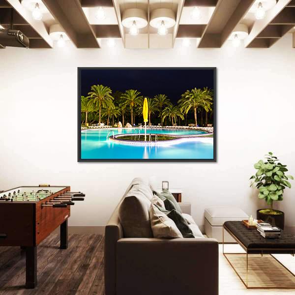Tropical Swimming Pool Canvas Wall Art-5 Horizontal-Gallery Wrap-22" x 12"-Tiaracle