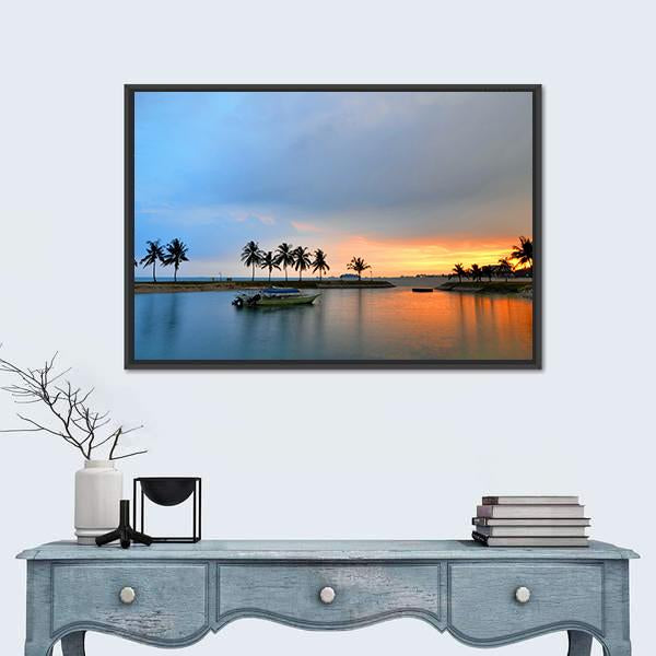 Tropical Trees In Formation And Wonder Reflections Canvas Wall Art-3 Horizontal-Gallery Wrap-25" x 16"-Tiaracle