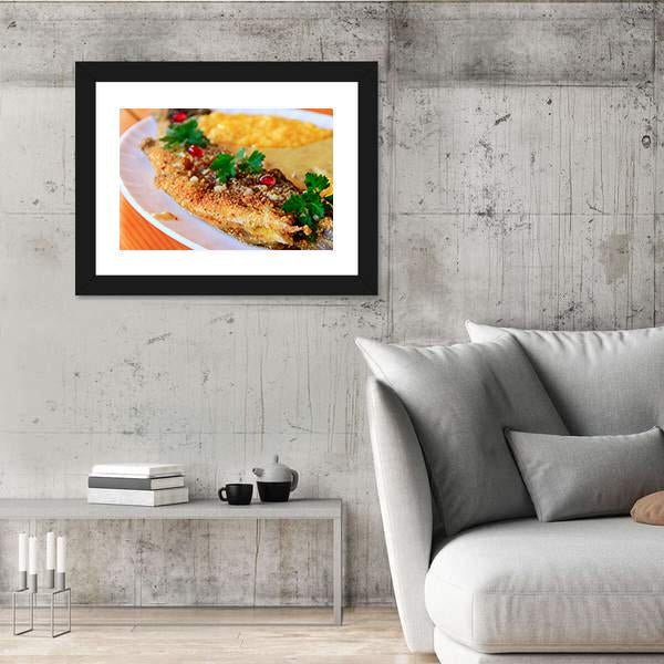 Trout Fried With Banusz Dish Canvas Wall Art-5 Horizontal-Gallery Wrap-22" x 12"-Tiaracle