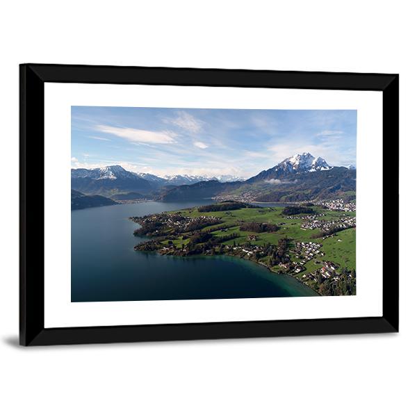 Trubsee Lake Switzerland Panoramic Canvas Wall Art-1 Piece-36" x 12"-Tiaracle