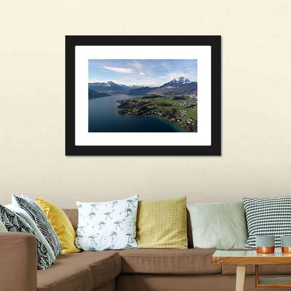 Trubsee Lake Switzerland Panoramic Canvas Wall Art-1 Piece-36" x 12"-Tiaracle