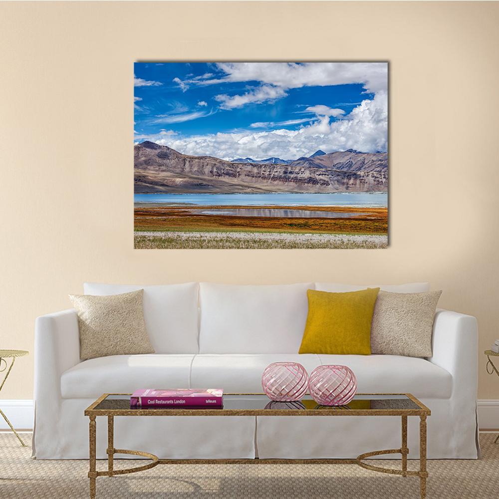Tso Kar Fluctuating Salt Lake Canvas Wall Art-1 Piece-Gallery Wrap-48" x 32"-Tiaracle