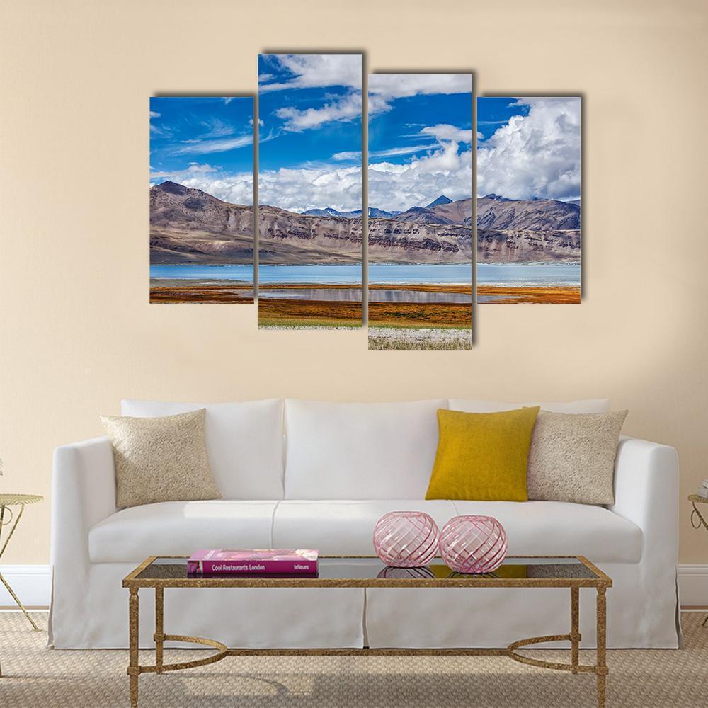 Tso Kar Fluctuating Salt Lake Canvas Wall Art-4 Pop-Gallery Wrap-50" x 32"-Tiaracle