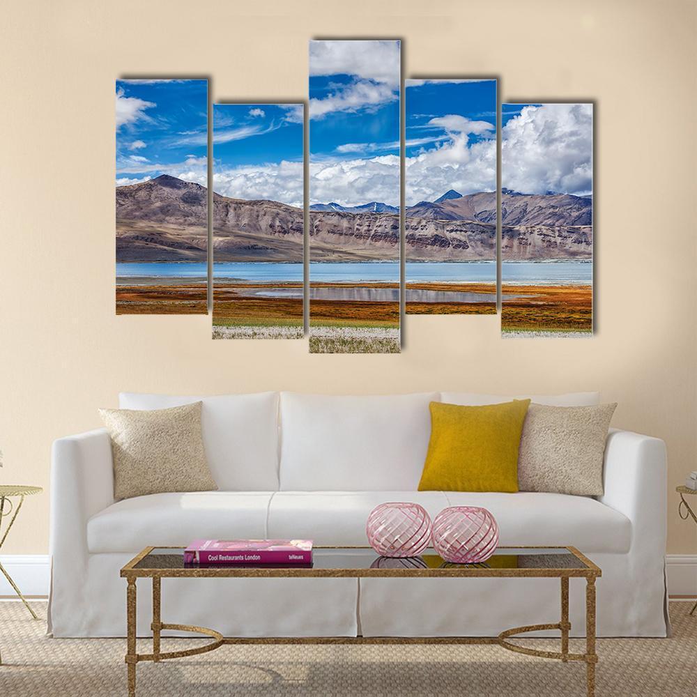 Tso Kar Fluctuating Salt Lake Canvas Wall Art-5 Pop-Gallery Wrap-47" x 32"-Tiaracle