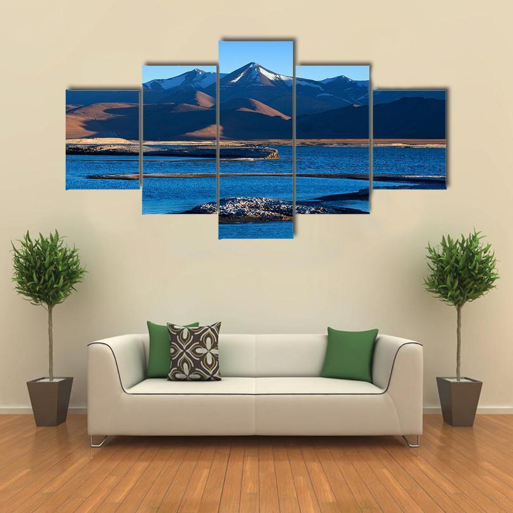 Tso Kar Salt Water Lake In Ladakh Canvas Wall Art-5 Star-Gallery Wrap-62" x 32"-Tiaracle