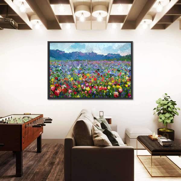 Tulips Flowers Blossom In The Meadow Canvas Wall Art-3 Horizontal-Gallery Wrap-25" x 16"-Tiaracle