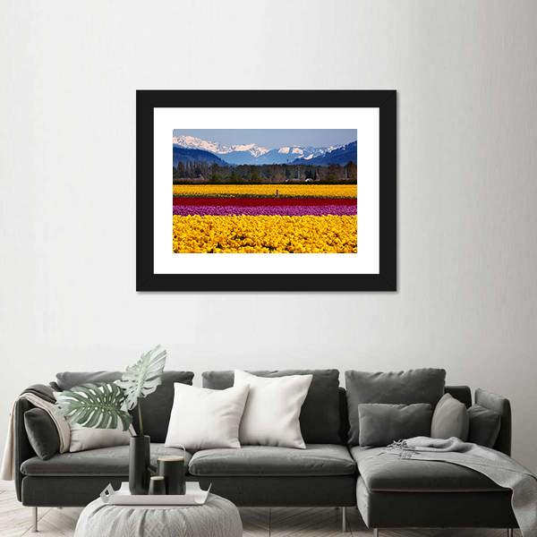 Tulips Flowers Daffodils Panoramic Canvas Wall Art-1 Piece-36" x 12"-Tiaracle