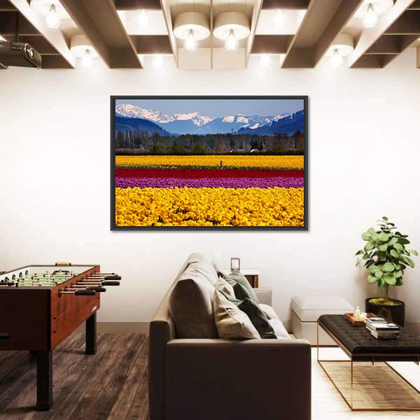 Tulips Flowers Daffodils Panoramic Canvas Wall Art-1 Piece-36" x 12"-Tiaracle