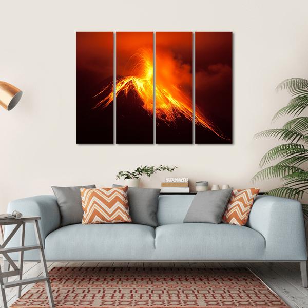 Tungurahua Volcano Eruption Canvas Wall Art-4 Horizontal-Gallery Wrap-34" x 24"-Tiaracle