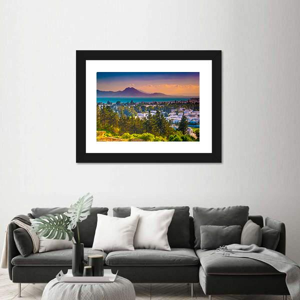 Tunis City View From Hill Byrsa Panoramic Canvas Wall Art-1 Piece-36" x 12"-Tiaracle