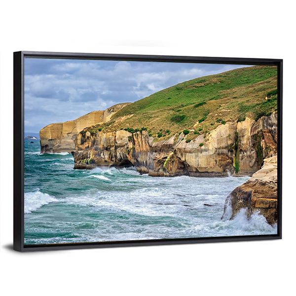 Tunnel Beach At Dunedin Canvas Wall Art-3 Horizontal-Gallery Wrap-25" x 16"-Tiaracle