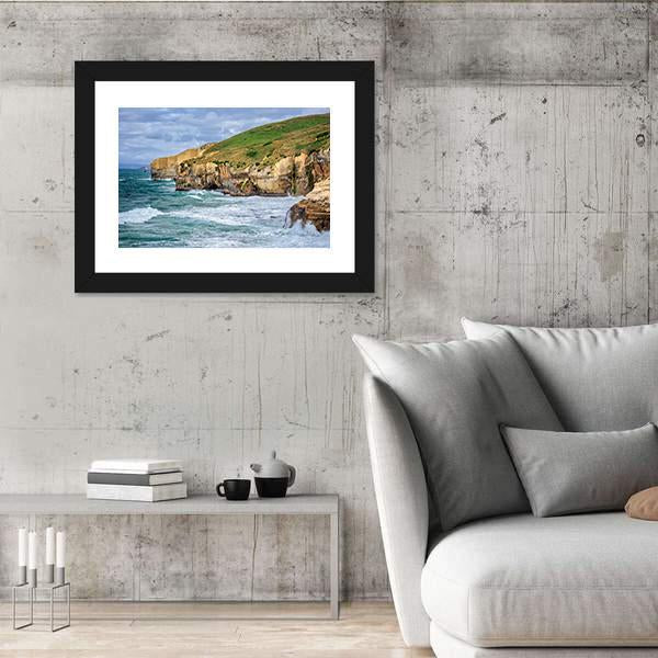 Tunnel Beach At Dunedin Canvas Wall Art-3 Horizontal-Gallery Wrap-25" x 16"-Tiaracle