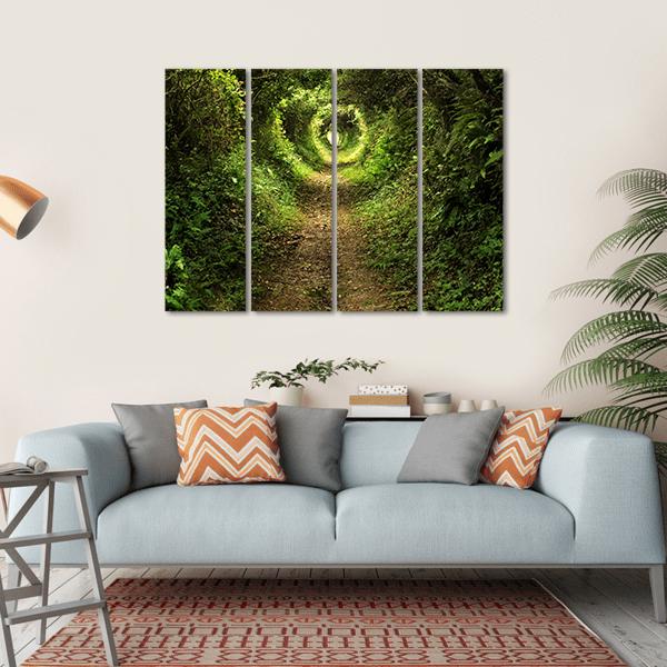 Tunnel Like Path Covered With Bushes And Trees Canvas Wall Art-4 Horizontal-Gallery Wrap-34" x 24"-Tiaracle