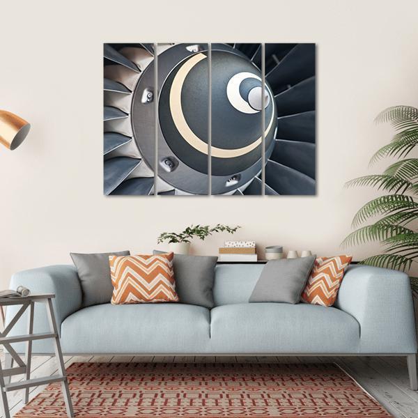 Turbine Blades Of An Aircraft Jet Engine Canvas Wall Art-4 Horizontal-Gallery Wrap-34" x 24"-Tiaracle