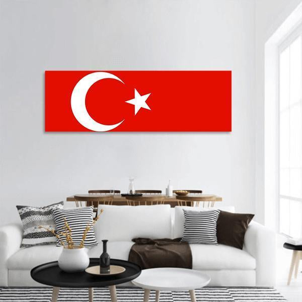 Turkish Flag Panoramic Canvas Wall Art-1 Piece-36" x 12"-Tiaracle