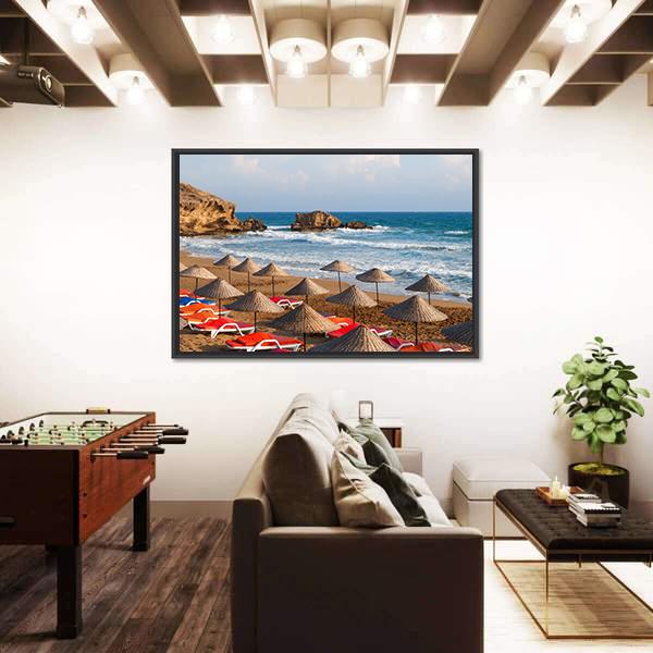 Turkish Sea Beach In Day Panoramic Canvas Wall Art-1 Piece-36" x 12"-Tiaracle