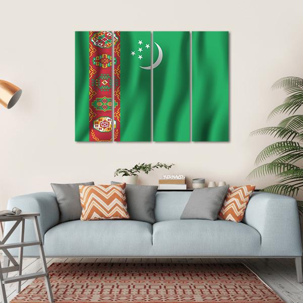 Turkmenistan Waving Flag Canvas Wall Art-4 Horizontal-Gallery Wrap-34" x 24"-Tiaracle