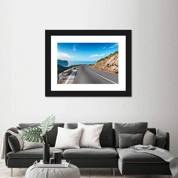 Turning Mountain Highway Canvas Wall Art-1 Piece-Framed Print-20" x 16"-Tiaracle