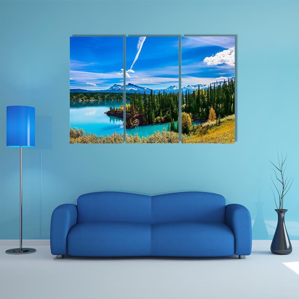 Turquoise Abraham Lake Canvas Wall Art-3 Horizontal-Gallery Wrap-37" x 24"-Tiaracle