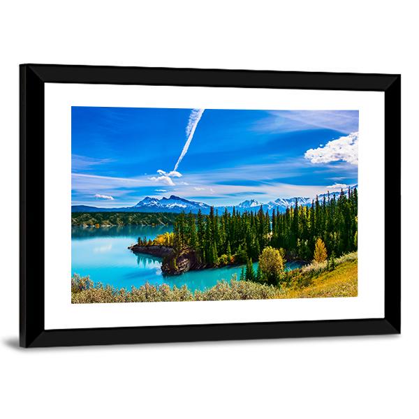 Turquoise Abraham Lake Panoramic Canvas Wall Art-1 Piece-36" x 12"-Tiaracle