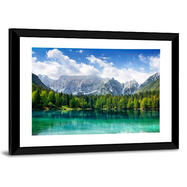 Turquoise Lake In Forest Canvas Wall Art-3 Horizontal-Gallery Wrap-25" x 16"-Tiaracle