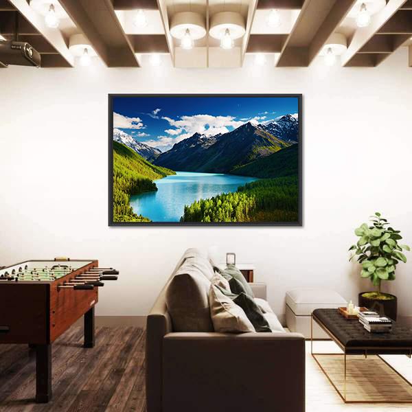 Turquoise lake Kucherlinskoe in Altai mountains Canvas Wall Art-3 Horizontal-Gallery Wrap-25" x 16"-Tiaracle