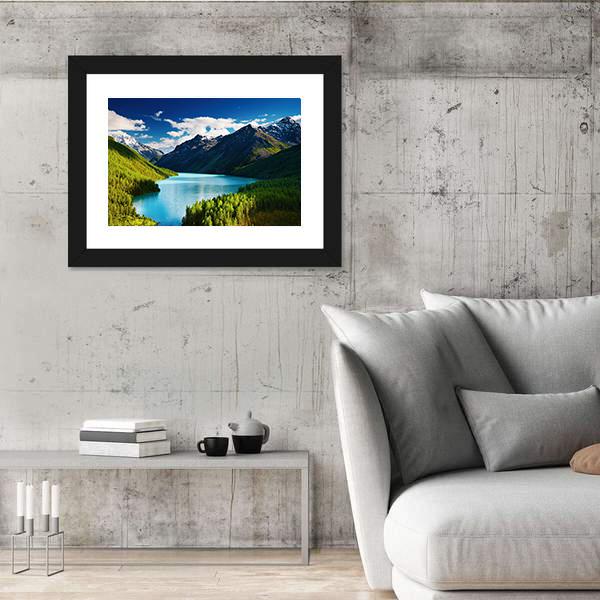 Turquoise lake Kucherlinskoe in Altai mountains Canvas Wall Art-3 Horizontal-Gallery Wrap-25" x 16"-Tiaracle