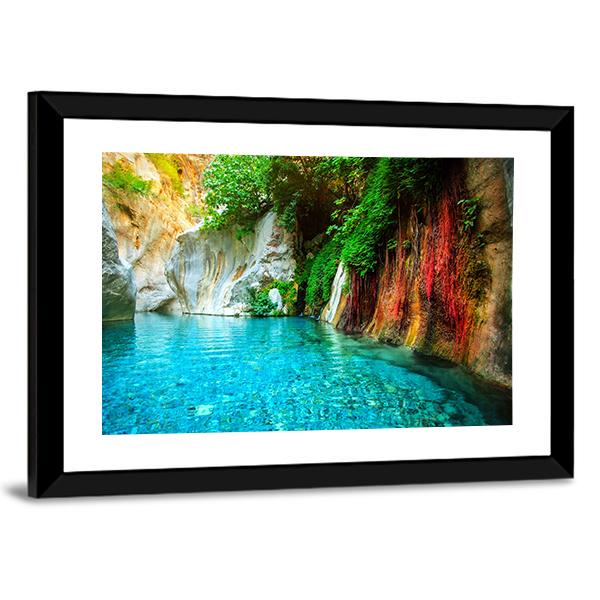 Turquoise Lake Turkey Canvas Wall Art-3 Horizontal-Gallery Wrap-25" x 16"-Tiaracle