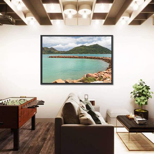 Turquoise Sea Vertical Canvas Wall Art-3 Vertical-Gallery Wrap-12" x 25"-Tiaracle