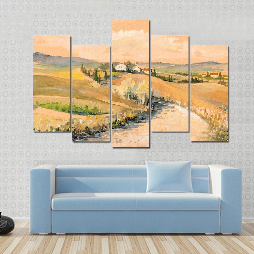 Tuscany Hill Canvas Wall Art-5 Pop-Gallery Wrap-47" x 32"-Tiaracle
