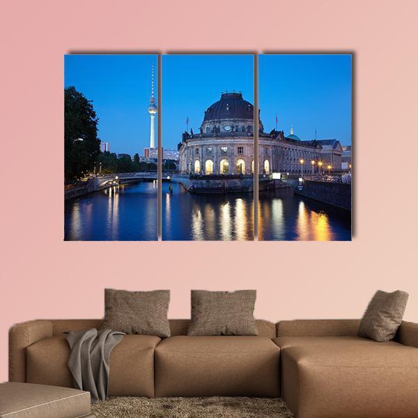 Tv Tower View In Berlin Canvas Wall Art-3 Horizontal-Gallery Wrap-25" x 16"-Tiaracle