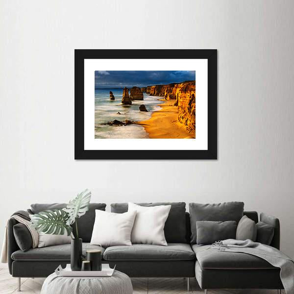 Twelve Apostles In Australia At Sunset Canvas Wall Art-1 Piece-Framed Print-20" x 16"-Tiaracle