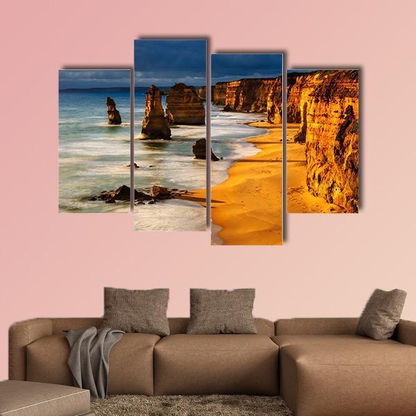 Twelve Apostles In Australia At Sunset Canvas Wall Art-4 Pop-Gallery Wrap-50" x 32"-Tiaracle