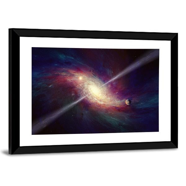 Twisted Galaxy Bright Quasar In Deep Space Canvas Wall Art-5 Horizontal-Gallery Wrap-22" x 12"-Tiaracle