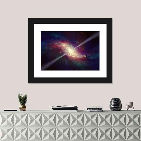 Twisted Galaxy Bright Quasar In Deep Space Canvas Wall Art-5 Horizontal-Gallery Wrap-22" x 12"-Tiaracle