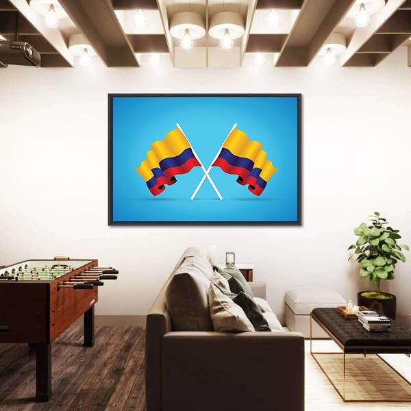 Two Colombian Flags Panoramic Canvas Wall Art-1 Piece-36" x 12"-Tiaracle