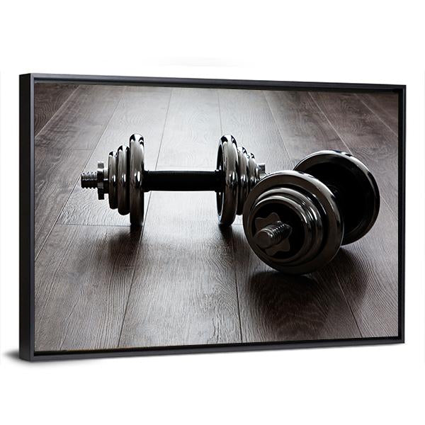 Two Dumbbells For Fitness Canvas Wall Art-3 Horizontal-Gallery Wrap-25" x 16"-Tiaracle