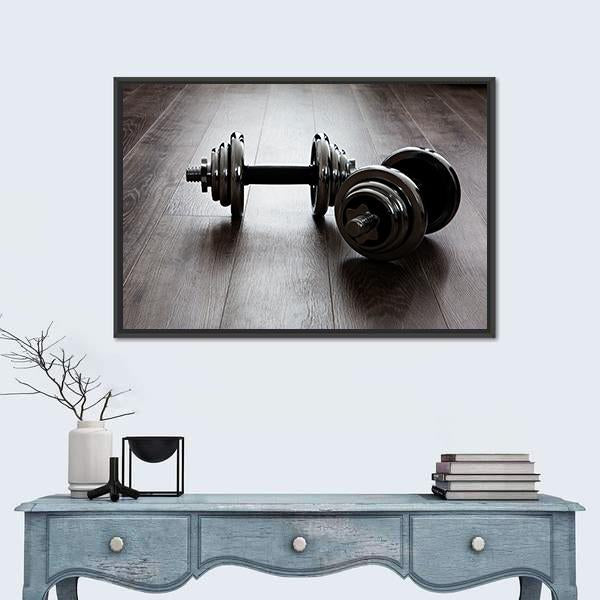 Two Dumbbells For Fitness Canvas Wall Art-5 Horizontal-Gallery Wrap-22" x 12"-Tiaracle