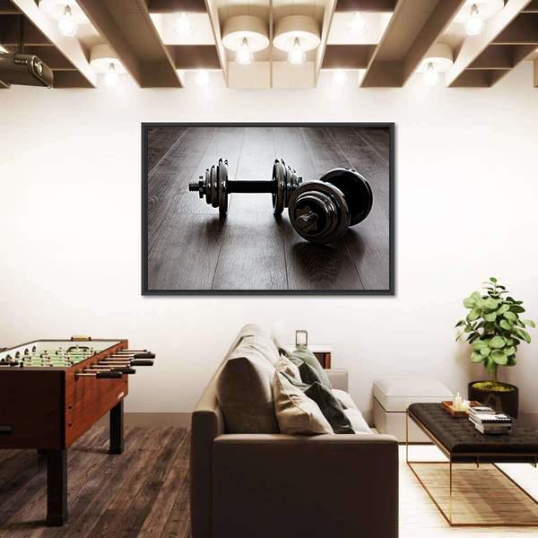 Two Dumbbells For Fitness Panoramic Canvas Wall Art-1 Piece-36" x 12"-Tiaracle