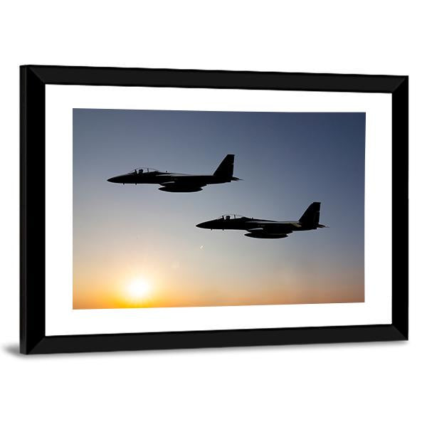 Two Fighter Jets Panoramic Canvas Wall Art-1 Piece-36" x 12"-Tiaracle