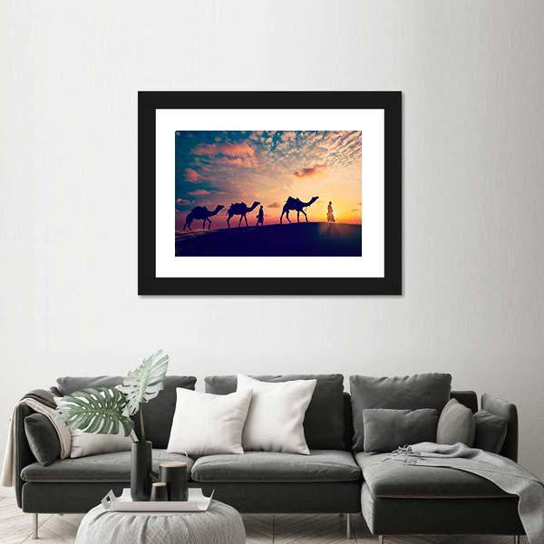 Two Indian Cameleers Canvas Wall Art-1 Piece-Framed Print-20" x 16"-Tiaracle