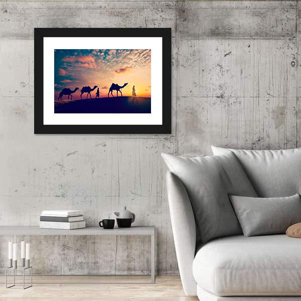 Two Indian Cameleers Canvas Wall Art-5 Horizontal-Gallery Wrap-22" x 12"-Tiaracle
