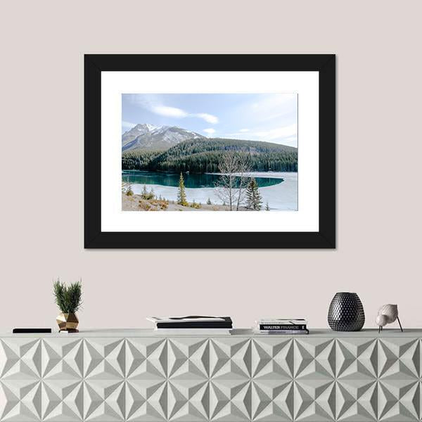 Two Jack Lake In Winter Canvas Wall Art-3 Horizontal-Gallery Wrap-25" x 16"-Tiaracle