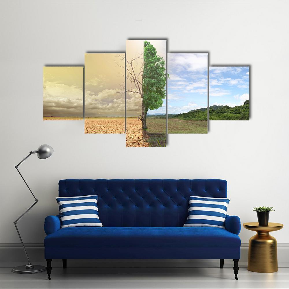 Two Season Concept Canvas Wall Art-5 Star-Gallery Wrap-62" x 32"-Tiaracle