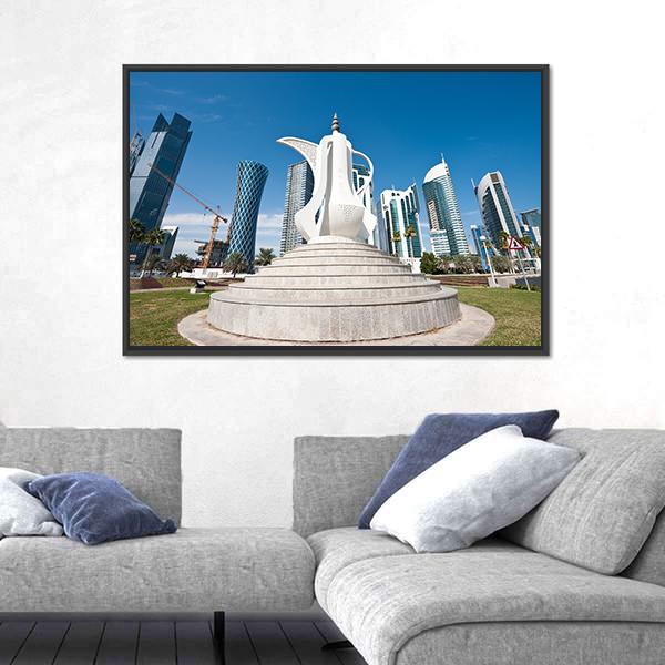 Typical Arabic Traditional Coffee Pot Canvas Wall Art-1 Piece-Floating Frame-24" x 16"-Tiaracle