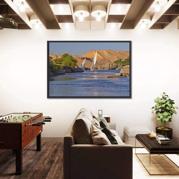 Typical Sailing On The Nile River Canvas Wall Art-5 Horizontal-Gallery Wrap-22" x 12"-Tiaracle