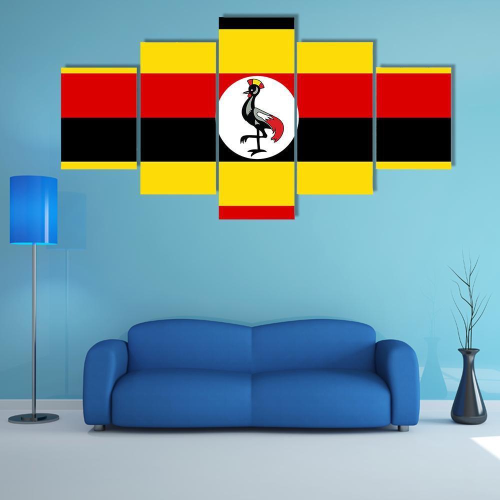 Uganda Flag Canvas Wall Art-5 Star-Gallery Wrap-62" x 32"-Tiaracle