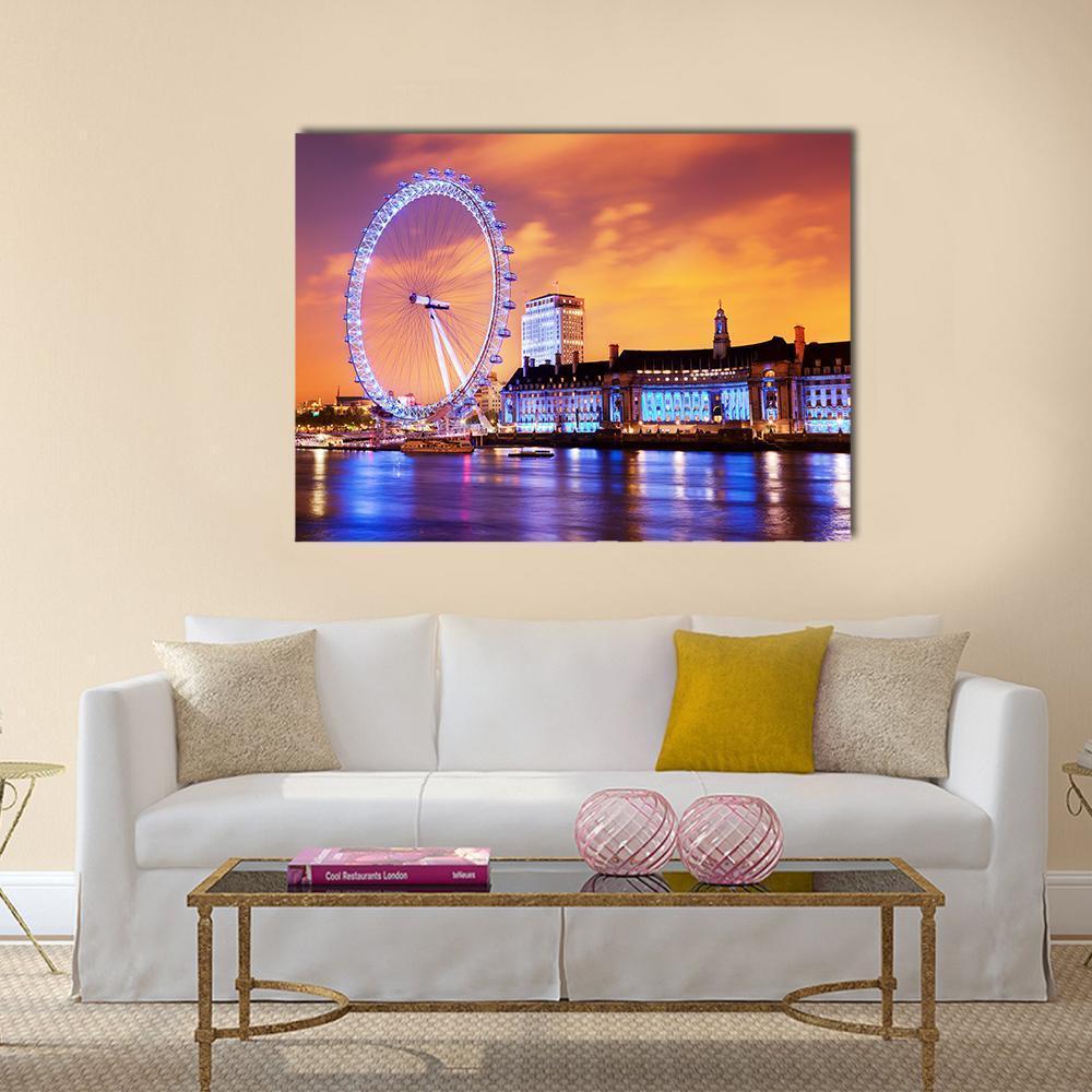 UK Skyline In The Evening Canvas Wall Art-1 Piece-Gallery Wrap-48" x 32"-Tiaracle