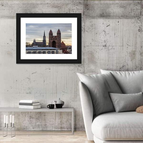 Ulm Minster And The Church Of The Garrison Canvas Wall Art-3 Horizontal-Gallery Wrap-25" x 16"-Tiaracle